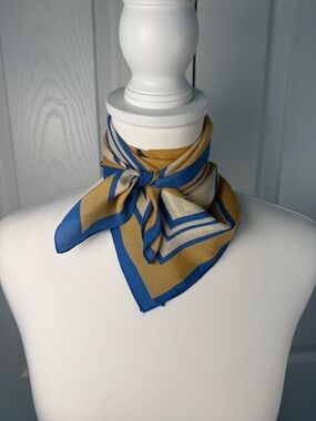 Vintage Blue and Gold Illustrated Couple Silk Scarf